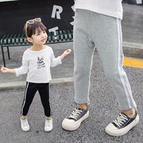 Girl Pure Cotton Beats Bottom Pants Spring Autumn Clothing Children Thin Tight Fit Pants Baby Outside Wearing Black Grey Pencil Small Leggings Pants