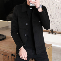 Winter short mens casual windbreaker Korean slim lapel wool nye coat overcoat tunic wool jacket tide