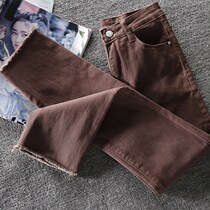 Elastic small straight cylinder jeans Women in summer 2022 New small sub-display slim display high curry 90% smoke pipe pants