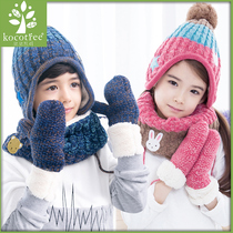KK Tree Childrens gloves autumn and winter plus velvet thickened boys and girls winter warm baby children five finger gloves tide