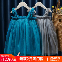 Girls summer dress puffy gauze dress 2021 new childrens foreign style mesh dress baby girl baby princess dress