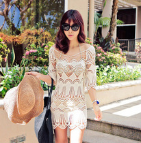 Bikini Swimsuit Beach sunscreen blouse women Hollow hot spring can be launched into the water Net gauze outside take a long seaside vacation