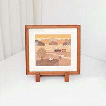  Japans new Hakone send wood fine work wood inlaid solid wood creative decorative painting living room bedroom study Japanese hanging painting