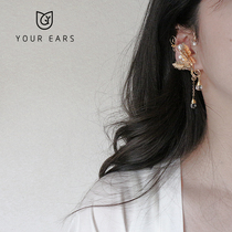 YOUR EARS original hand-made butterfly ancient style Hanfu earrings female advanced feeling exaggerated without ear clip ear clip ear hanging