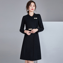 Professional dress woolen coat women long knee 2020 winter New thick stewardess work clothes slim woolen coat