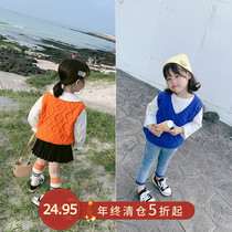 077 childrens clothing girls New Spring baby foreign-style knitted vest childrens leisure spring and autumn coat sweater tide