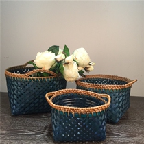 Vietnamese handmade bamboo woven rattan woven flower basket Creative grass woven flower pot basket basket storage seaweed portable flower device