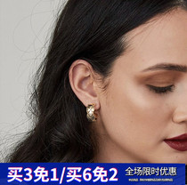 Cotton sliver insect retro ins Diamond retro sense ring metal high quality texture 925 sterling silver needle ear stud female ear clip