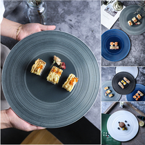 Flat ceramic home French meal flat brushed Western plate pasta restaurant creative 12 inch large steak plate