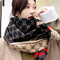 French big card stars online red with the same scarf women 2021 autumn and winter new wool foreign and warm cashmere surrounding the neck