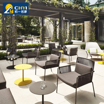 Nordic outdoor desk and chair soft dress designer Fujiu casual sample room open air sale room outdoor table and chair three-piece set