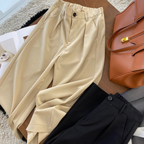 Queen Fan ~ neat and stylish yarn-dyed suit cotton crisp and thin suit pants wide-leg pants 8 points womens summer