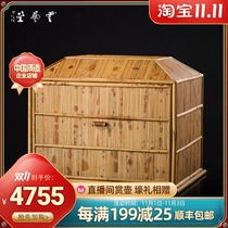 Yun Yitang Xiangfei treasure box bamboo tea shed Chinese retro hand-made tea cabinet single door double storage rack