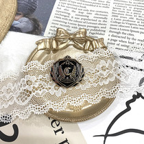 Kyoano High Black Metal Badge Brown Tea Tea Red Metal Badge