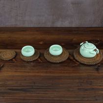 Art broom handmade natural brown mat Pot mat Cup mat Tea pot mat Tea mat Insulation mat Table mat Non-slip mat