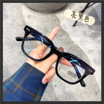 020EYES black V brand square frame anti-blue light glasses women can be equipped with myopia GM little red book ins plain beauty flat light men