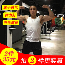 Mens outdoor gym training sports basketball sleeveless vest summer quick dry sweat sweat and breathable tops