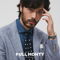 FULL MONTY linen business men slim suit top small bird pattern casual suit jacket spring and autumn