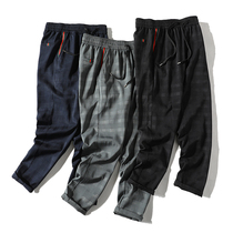Casual pants mens spring and autumn trend wild black summer thin slim small foot long pants mens pants