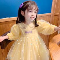 Girl dress 2020 Korean version of foreign-made net dress spring and autumn children long-sleeved little girl little child princess dress