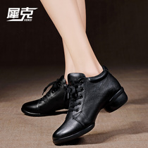 Rhinoceros square dance shoes womens leather mid-heel dance shoes female sailors dance spring and summer soft-soled jazz dance womens shoes