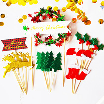 Led Christmas wreath cake decoration card pine Christmas hat Christmas socks Christmas deer flag 50 packs