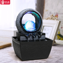 Crystal ball ornaments with water flow stone to run bead wheel water fountain cycle fortune office desktop decoration