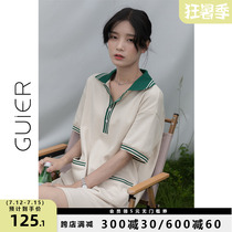 GUIER POLO collar t-shirt dress 2022 new summer thin style design feeling small dresses children