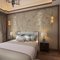 Hard bag TV background Wall new Chinese flowers and birds soft bag hotel bedroom bedside soft bag living room sofa hard bag background