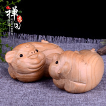 Zen Pavilion peach wood carving twelve Zodiac Fu pig hair treasure pig ornaments handlebar home decoration crafts