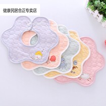 360 waterproof bib double button male and female baby cotton petal bib baby saliva towel cartoon embroidery