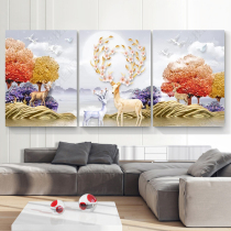 5d diamond painting full of diamond hair Cairoe deer point sticking and drilling cross embroidered diamond embroidered 2021 new living room Eurostyle triptych