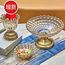 Light luxury European American living room coffee table Dining table Crystal glass fruit plate Home thickened 55 glass vase ornament set