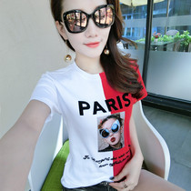 Hong Kong Chao brand 2022 spring new society short sleeve T-shirt women cotton slim slim Joker half sleeve bottoming coat