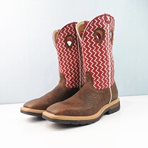 Square head knight boots Wavy embroidered cowboy boots Cowhide riding boots Motorcycle boots 41 41 5 44 44 5