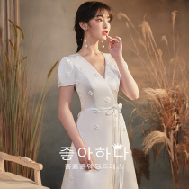 Satin 2021 new bride daily toast women engagement dress dress