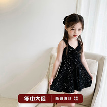 Girl Black Sparkling Harness With Dress Skirt Child Summer Style Foreign Air A Dress Baby Summer Dress 2020 Summer