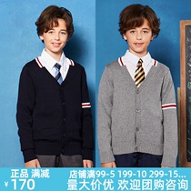 Eaton Gide school uniforms Autumn and Winter Childrens sweaters for men and women big childrens sweater cardigan jacket 13M013