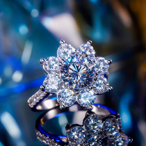 Ring female light luxury niche design rose gold 18K Moisan Stone Group inlaid with snowflakes personality fashion full diamond ring