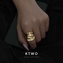 Sexy fashion exaggerated European and American style light luxury bag K gold ring female ins net celebrity niche simple index finger ring