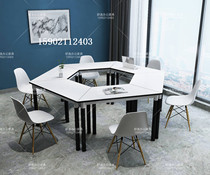 AI classroom multifunctional trapezoidal table and chair training class desk Wisdom Teaching color splicing table hexagonal calligraphy table