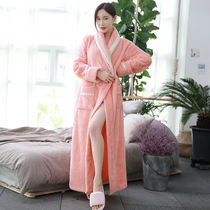 Nightgown womens autumn and winter thickened flannel couple pajamas long womens winter coral velvet bathrobe mens home clothes