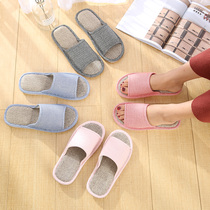 Linen slippers women Summer home spring and autumn couples home indoor non-slip floor Four Seasons cotton linen men