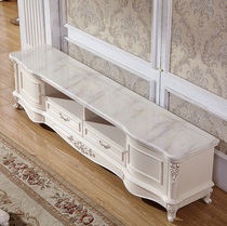 European TV cabinet coffee table combination set simple European small living room 2 4 meters marble TV cabinet White