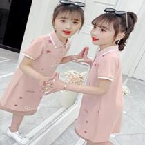 Girls dress summer dress 2021 new Korean version of the child female big child fashion POLO dress little girl summer skirt