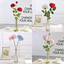 Rose bouquet simulation fake flower with glass vase set