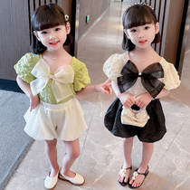 Girls clothing fashionable suit foreign style net red fried street two-piece set female baby small fragrance summer clothing childrens clothing Korean style trendy