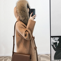 Sandro Fashiong horn button double-sided cashmere coat 2021 Winter new warm woolen coat