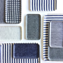 Japan imported food linen work linen resin tray Japanese flat plate check storage breakfast plate