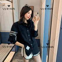 Thom Browne 20 spring summer TB black four bar long sleeve casual shirt coat mens and womens shirt
